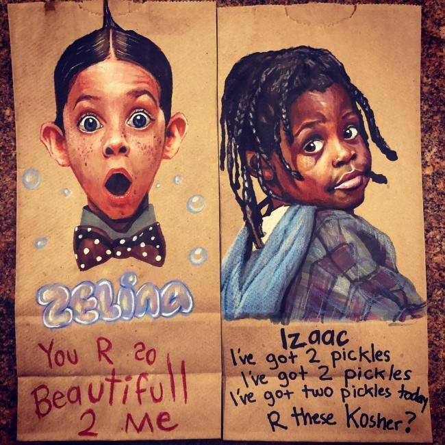 Father and AMAZING Artist, Draws on His Children's Sac Lunch Bags