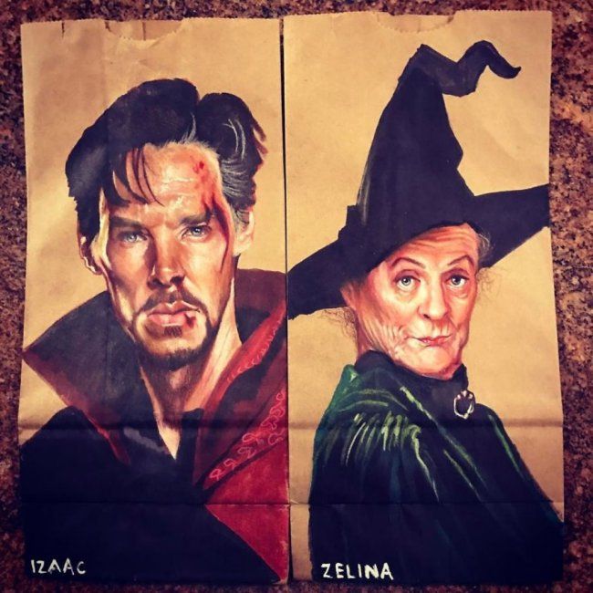 Father and AMAZING Artist, Draws on His Children's Sac Lunch Bags