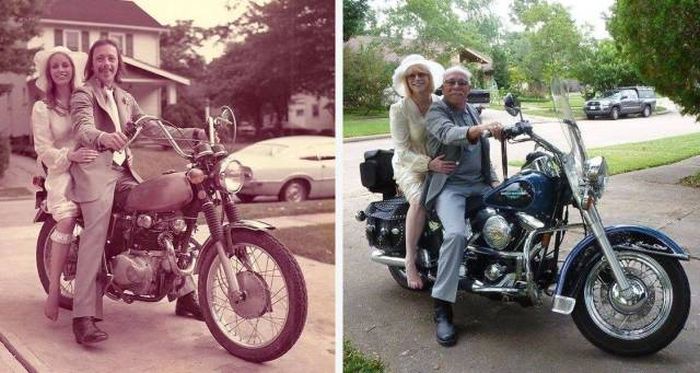 random pic motorcycle old couple