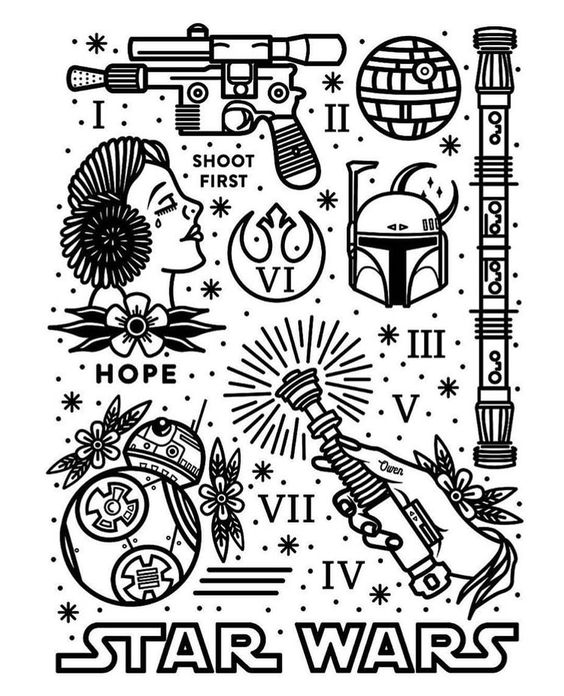 star wars tattoo flash sheet - . ar Besos I Ona Ii Comas First Iv . Star Wars