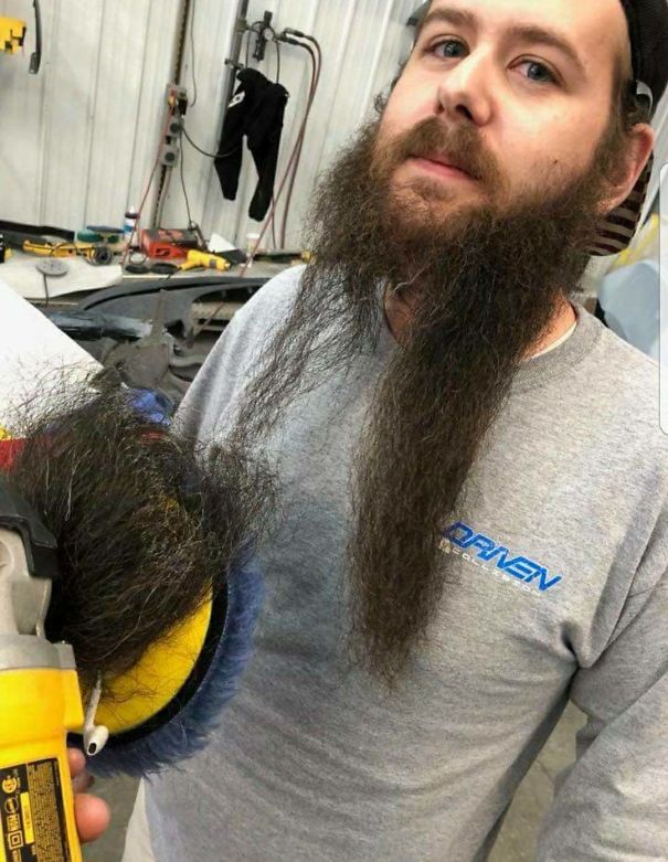 seconds before disaster beard caught in machine - Aenzo End