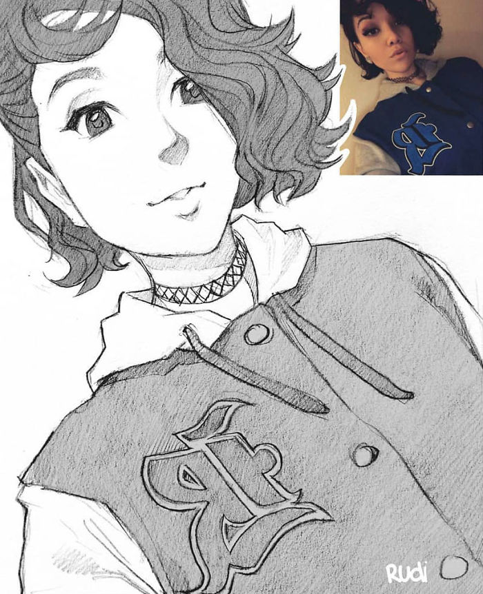 Artist Sketches People as Anime Style Characters