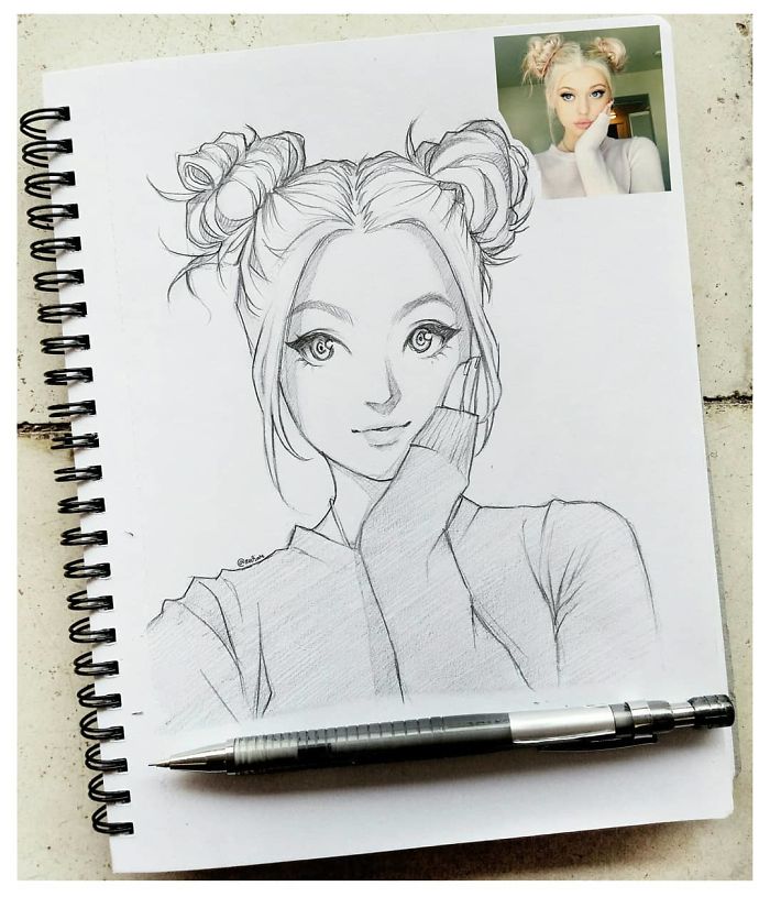 Artist Sketches People as Anime Style Characters