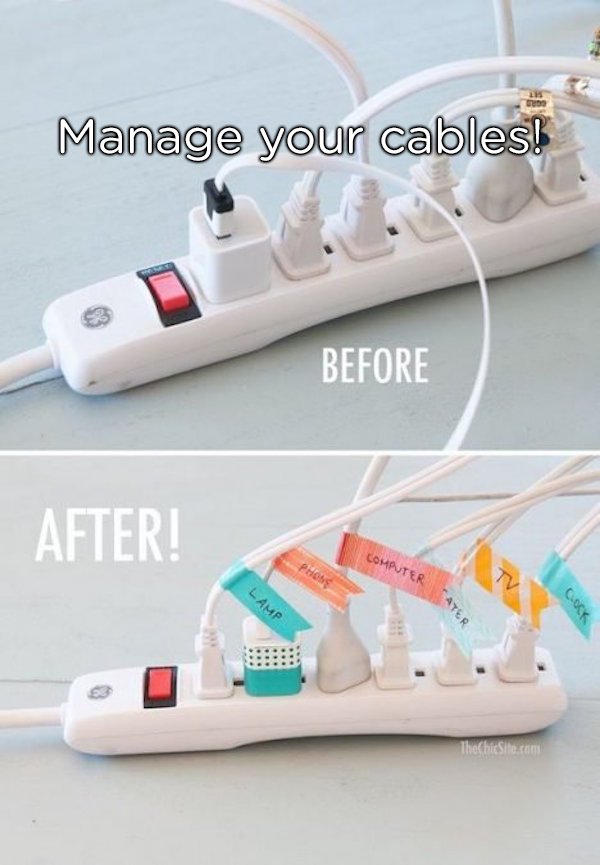 Manage your cables! Before After! Computer Lamp ThechicSite.com