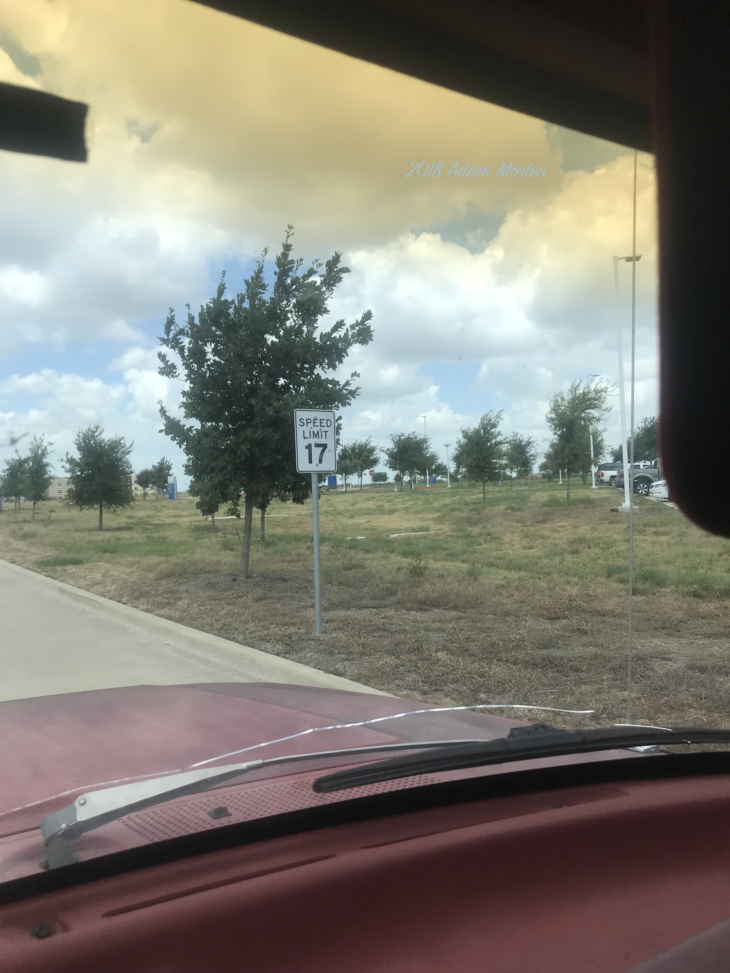 Speed limit sign at Baylor Hospital main road in Waxahachie Texas.