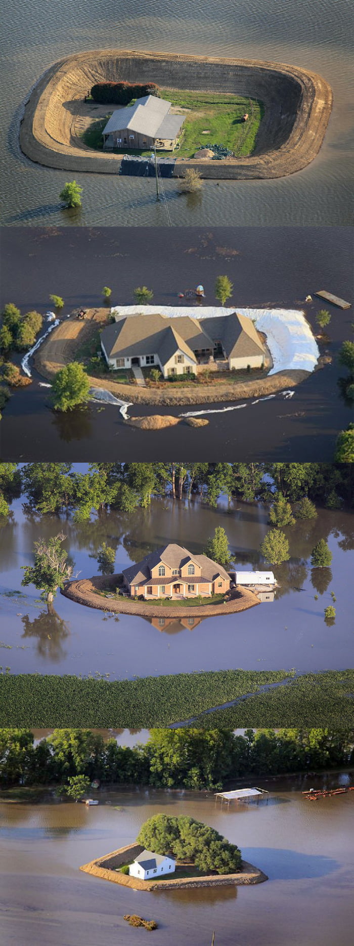 Homemade levees during flooding