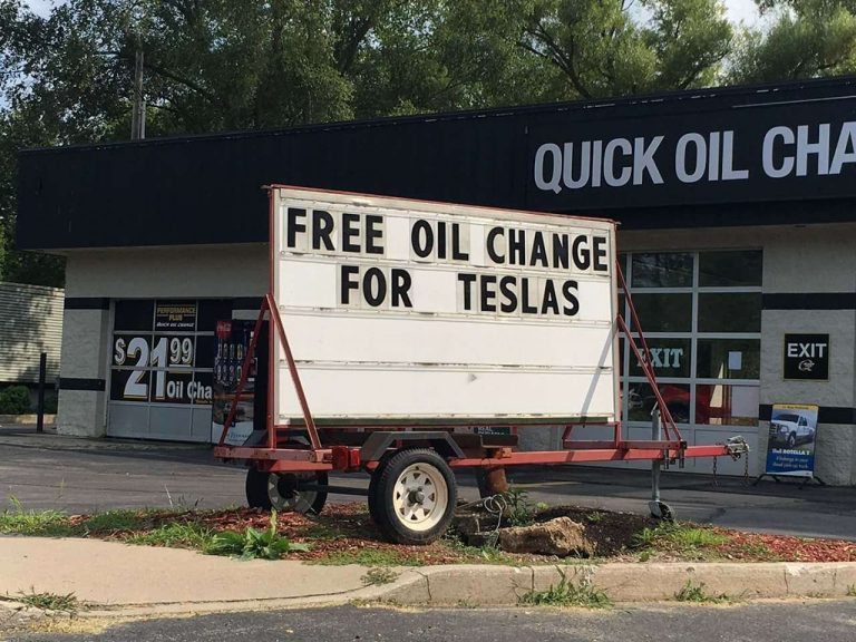 tesla funny - Quick Oil Cha Free Oil Change For Teslas SO99 Exit Oil Cha