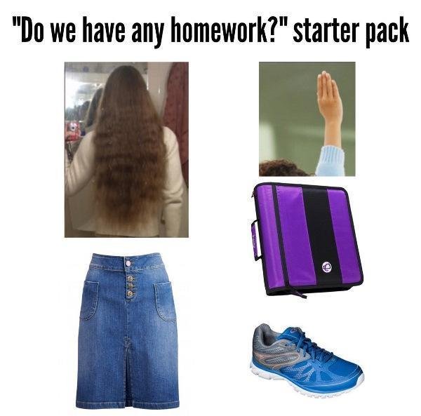 starter pack - starter packs meme - girl who asks if there's homework