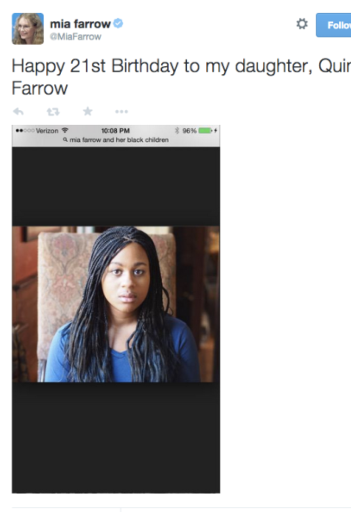 mia farrow twitter - mia farrow Marrow Folio Happy 21st Birthday to my daughter, Quir Farrow Vion Pm On