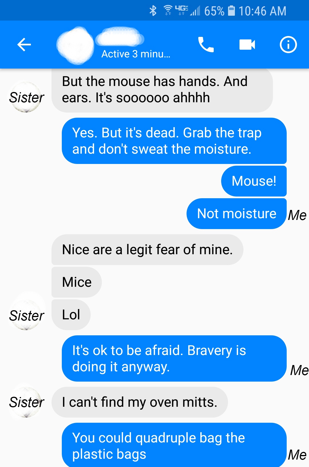 Guy Talks His Squeamish Sister Through Disposing of Dead Mouse