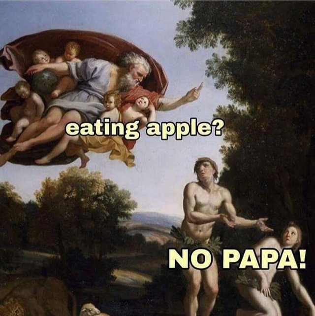 memes - eating apple meme - eating apple? No Papa!