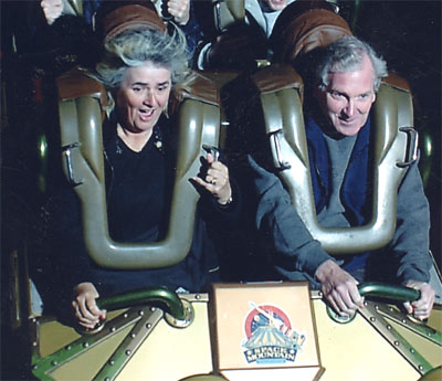 old people on a rollercoaster