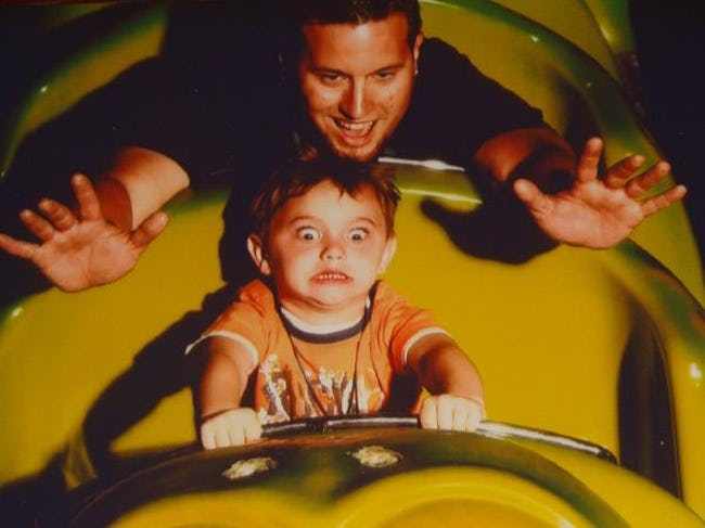 boy on roller coaster
