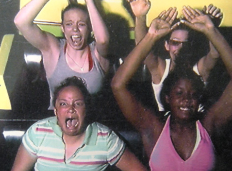 scared on a roller coaster