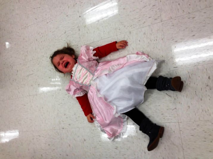 kid tantrum on floor