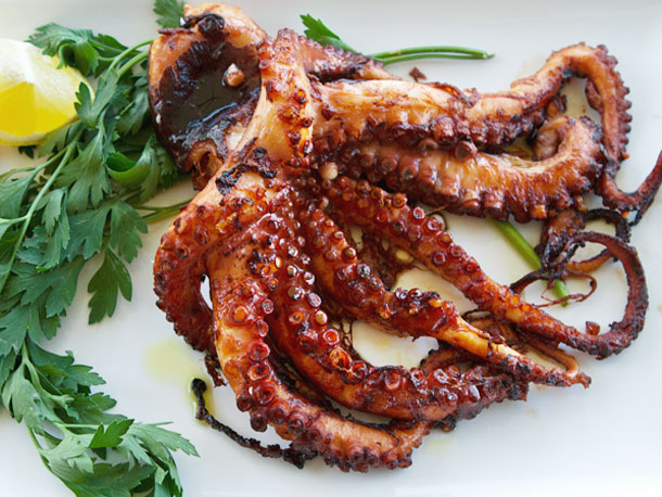 disgusting delicacy foods - char grilled octopus