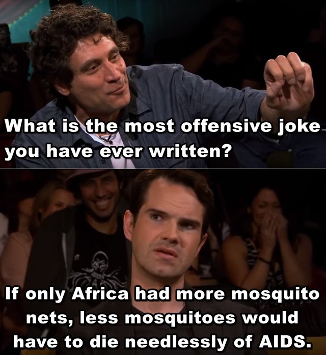 funny picture about most offensive joke - What is the most offensive joke, you have ever written? If only Africa had more mosquito nets, less mosquitoes would have to die needlessly of Aids.