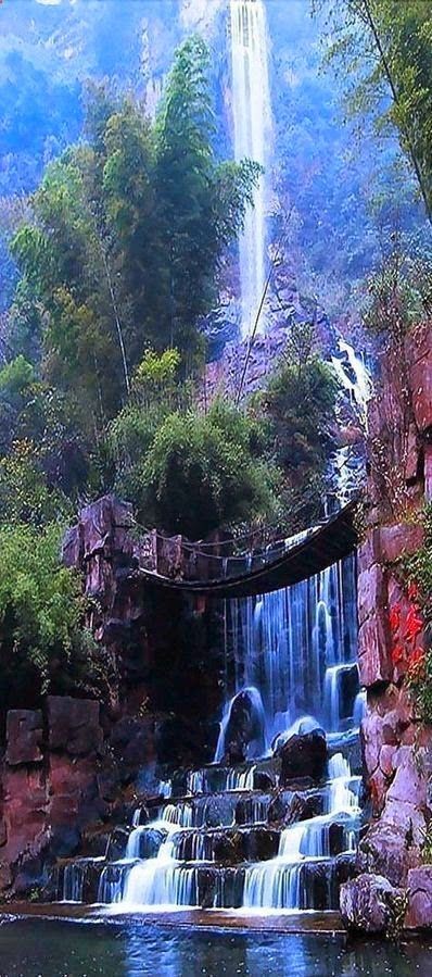 bridge over waterfall