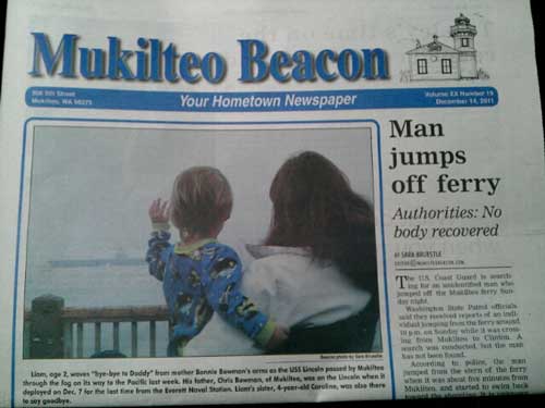 newspaper layout fails - Mukilteo Beacon no Your Hometown Newspaper Man jumps off ferry Authorities No body recovered tud the To Ma Us , Limogeshyebye Deddy Benemen's shugh the log on its way to the wester, Ori o deployed on Dec. 7 fre e meteo Novel Llena