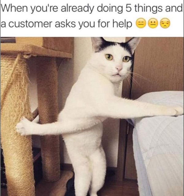 customer service meme - When you're already doing 5 things and a customer asks you for help en