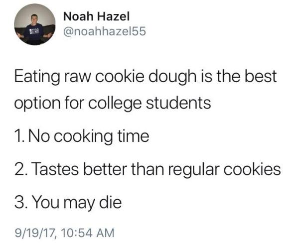 Depression meme about eating raw cookie dough
