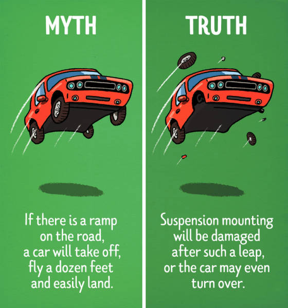 Myth vs truth about cars jumping off a ramp