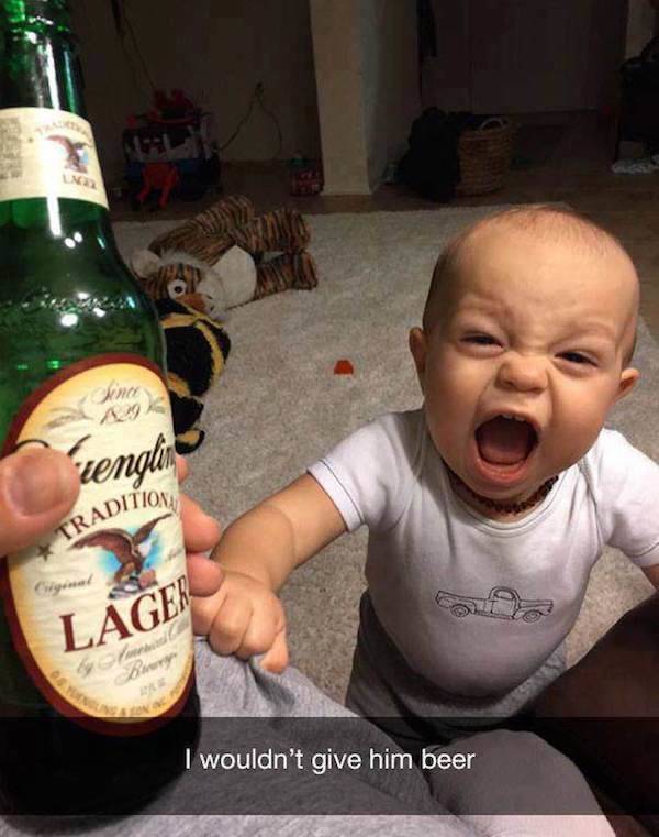 ridiculous reasons kids cry - Lemons Tradition Lagen 'I wouldn't give him beer