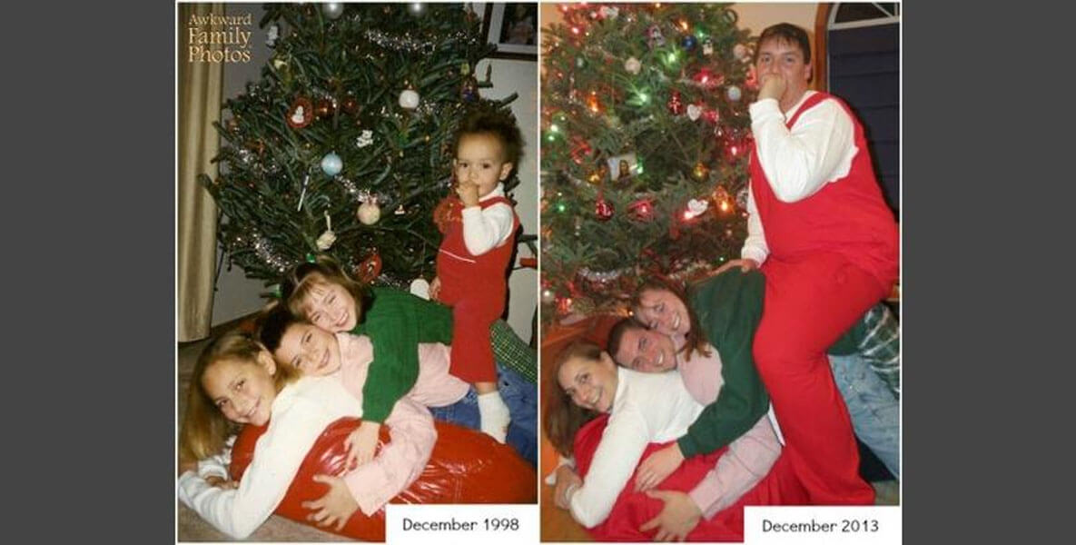 childhood photos recreated christmas - Awkward Famuly Photos
