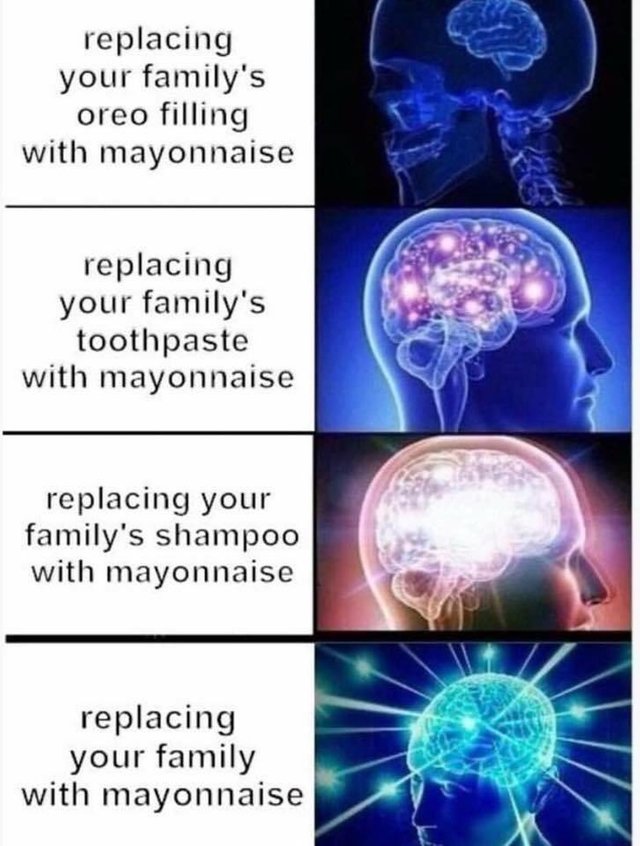 hydro flask meme - replacing your family's oreo filling with mayonnaise replacing your family's toothpaste with mayonnaise replacing your family's shampoo with mayonnaise replacing your family with mayonnaise