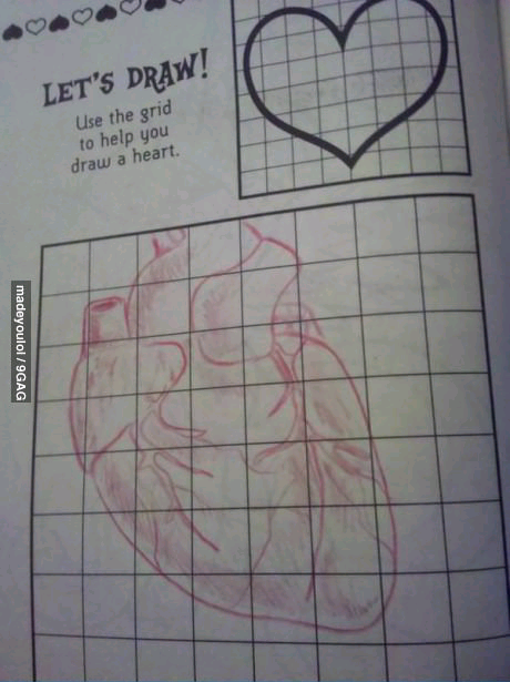 Let'S Draw! Use the grid to help you draw a heart. madeyoulol 9GAG