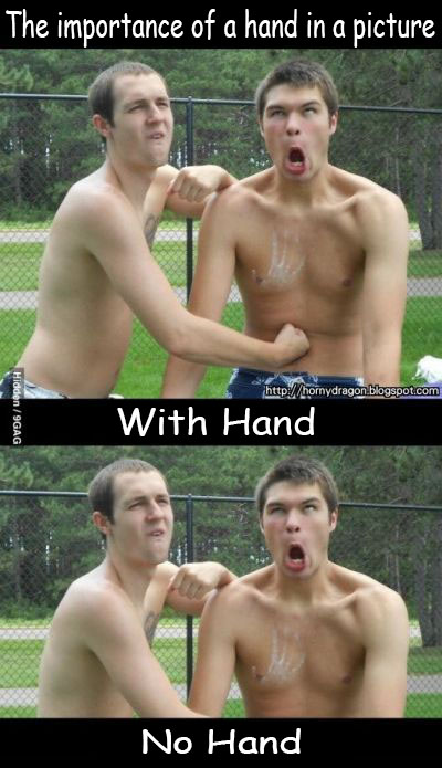 barechestedness - The importance of a hand in a picture blogspot.com Hidden 9GAG With Hand No Hand