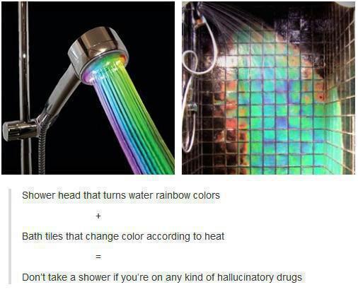 shower head - Lai Shower head that turns water rainbow colors Bath tiles that change color according to heat Don't take a shower if you're on any kind of hallucinatory drugs