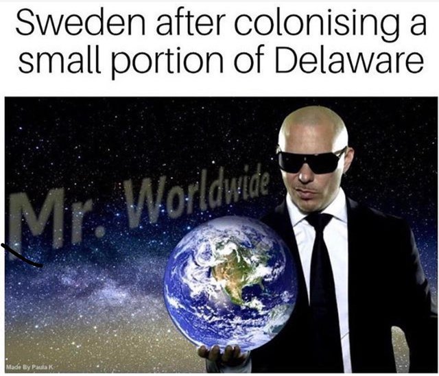 Pitbull holding globe - Mr Worldwide - Sweden Colonising