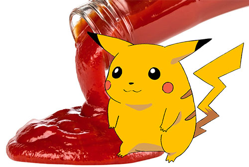 Pikachu's favorite food is ketchup and berries. Probably not together though.