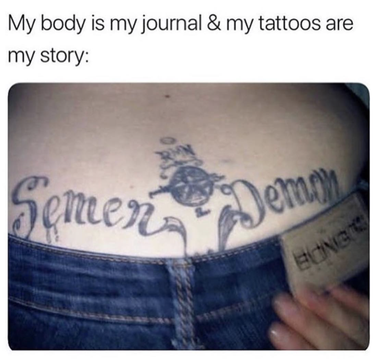 semen demon tattoo - My body is my journal & my tattoos are my story Senler Demon Banco