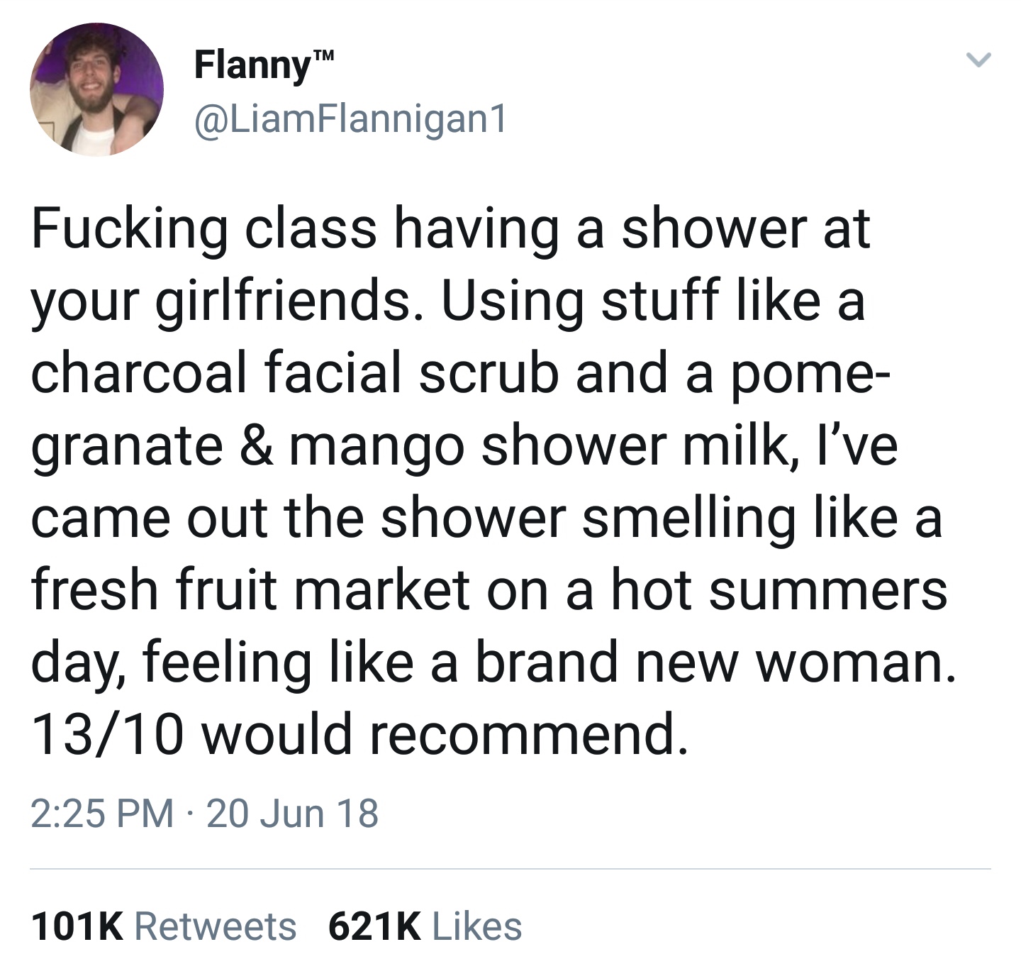 fair you have to have - Flanny Fucking class having a shower at your girlfriends. Using stuff a charcoal facial scrub and a pome granate & mango shower milk, I've came out the shower smelling a fresh fruit market on a hot summers day, feeling a brand new 