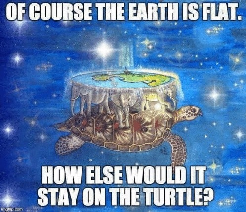 memes - flat earth memes - Of Course The Earth Is Flat. How Else Would It Stay On The Turtle? Imgflip.com