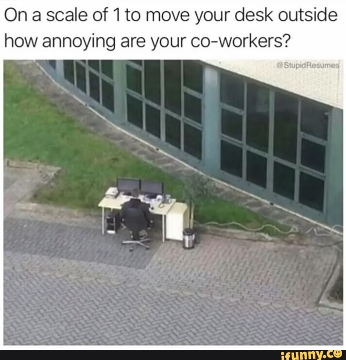 On a scale of 1 to move your desk outside how annoying are your coworkers? Resumes Cer Bu ifunny.co