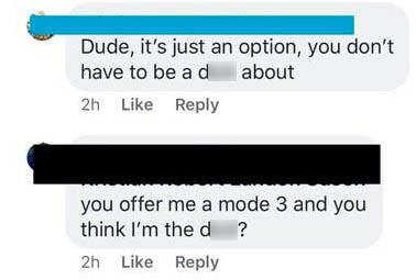 website - Dude, it's just an option, you don't have to be ad about 2h you offer me a mode 3 and you think I'm the d ? 2h