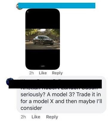 multimedia - 2h Monum seriously? A model 3? Trade it in for a model X and then maybe I'll consider 2h