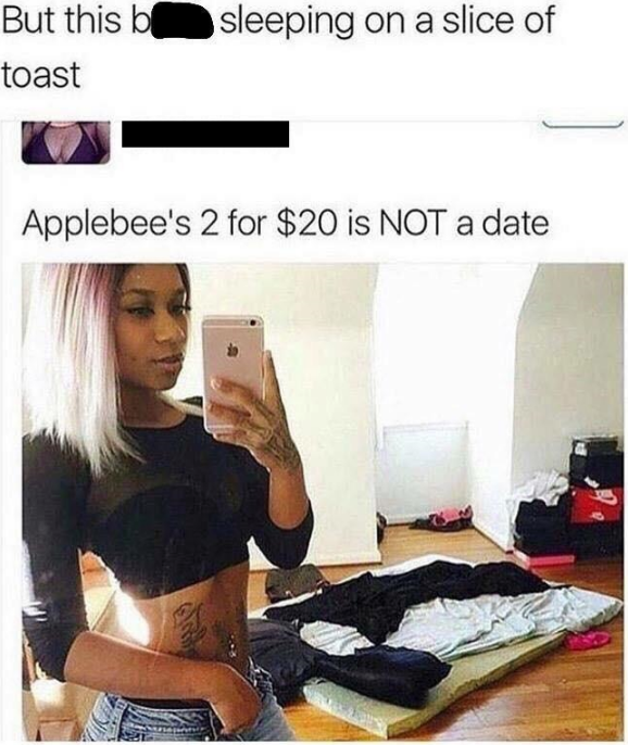 sleeping on a slice of toast - sleeping on a slice of But this toast Applebee's 2 for $20 is Not a date