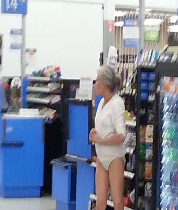 Old woman in diapers