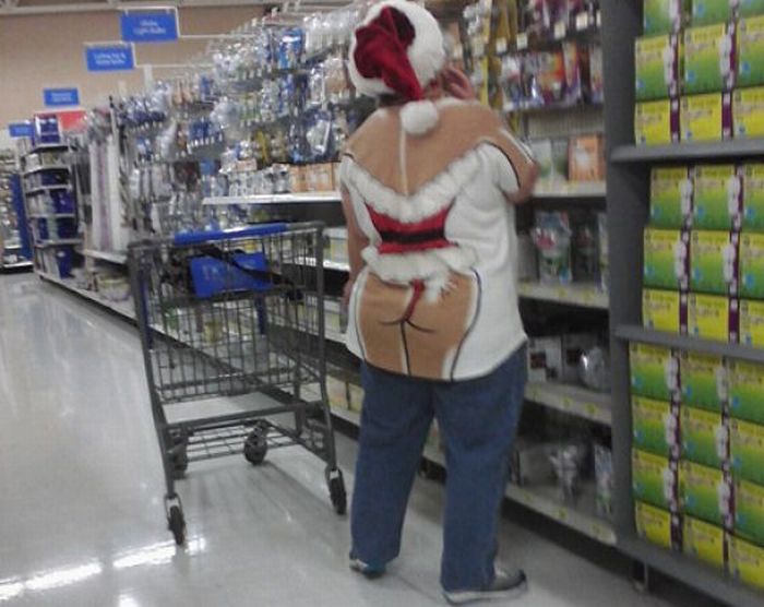 Woman wearing sexy santa shirt