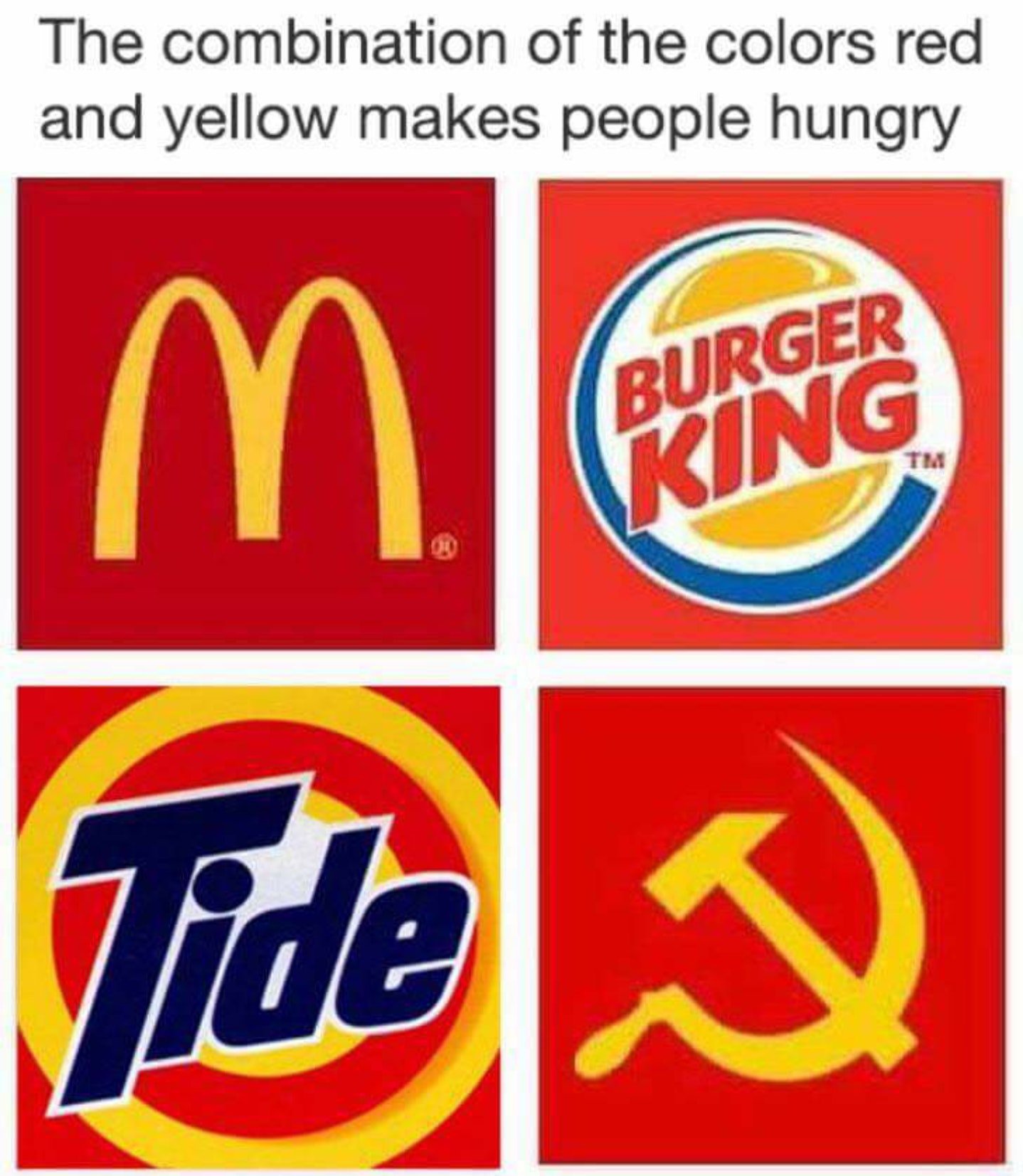 dank meme - red and yellow make you hungry - The combination of the colors red and yellow makes people hungry Burger Ring