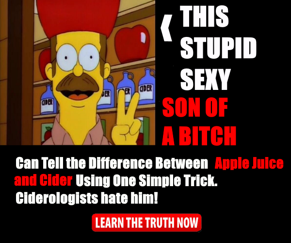 cartoon - Cider Der This Stupid Sexy Son Of A Bitch Can Tell the Difference Between Apple Juice and cider Using One Simple Trick. Ciderologists hate him! Learn The Truth Now