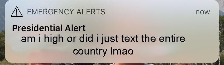 Trump meme of presidential message meme - now A Emergency Alerts Presidential Alert am i high or did i just text the entire country Imao Tit