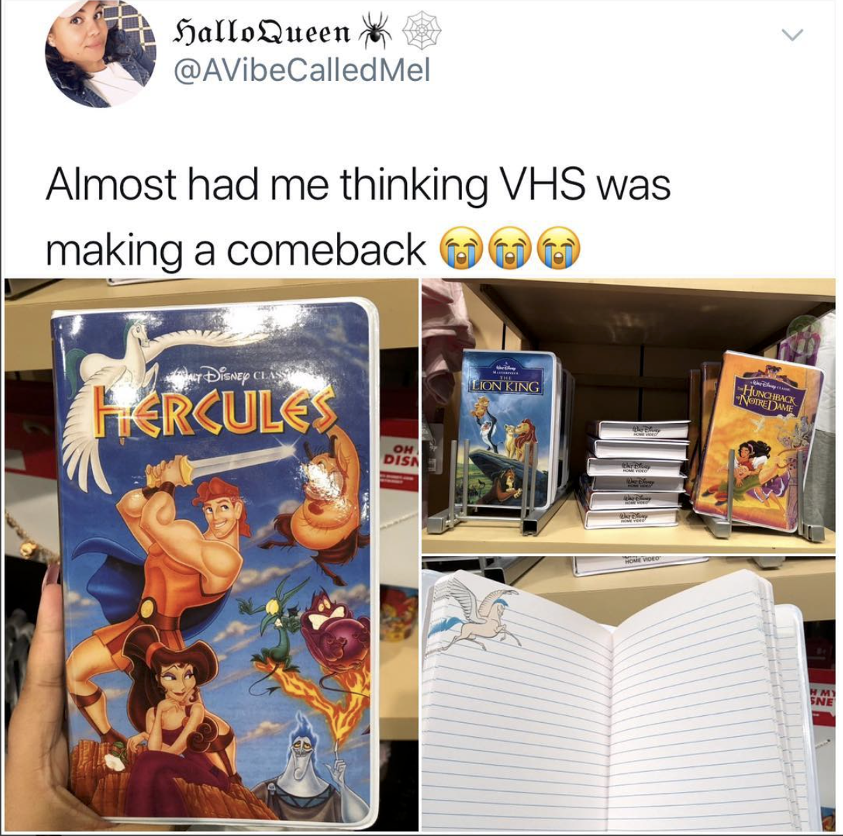 dank meme about disney vhs notebooks - HalloQueen Called Mel Almost had me thinking Vhs was making a comeback 000 Den Ning Hercules 13