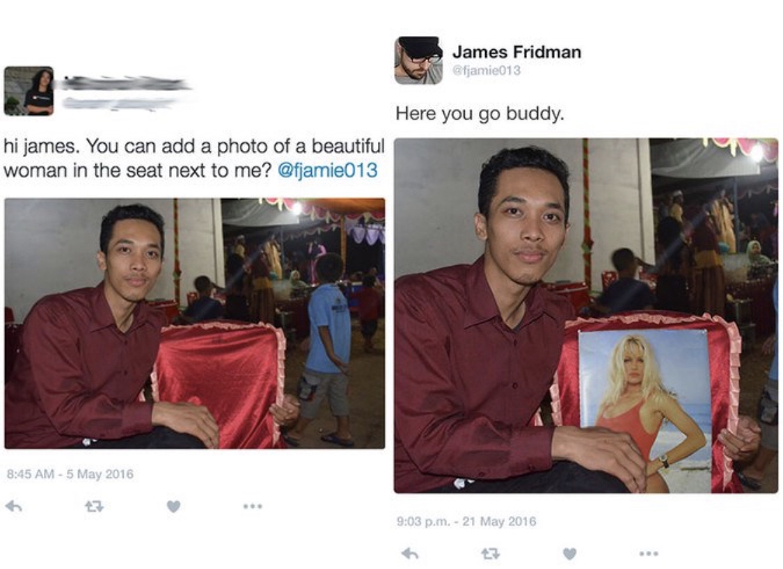 james fridman - James Fridman Here you go buddy. hi james. You can add a photo of a beautiful woman in the seat next to me? p.m.