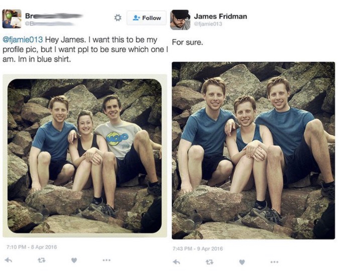 james fridman funny photoshop - 9. James Fridman fjamie013 Ce Hey James. I want this to be my For sure. profile pic, but I want ppl to be sure which one! am. Im in blue shirt.