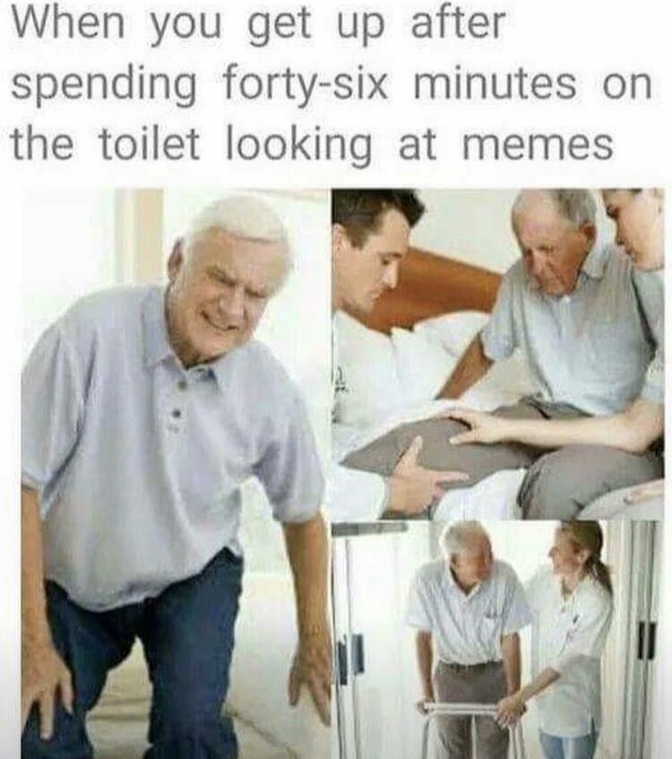 dank meme of looking at memes on the toilet - When you get up after spending fortysix minutes on the toilet looking at memes